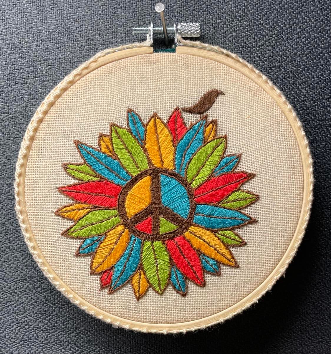 Peace Bird Finished Embroidery Piece